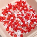 Acryl DIY Perlenset mit roten, weißen und klaren Blumen-, Blatt- und Schmetterlingsformen - Ca. 2,5-10 mm, Loch 1 mm, 10 g/Packung (ca. 100-130 Stk) / Rot Serie