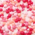 Perline rotonde in acrilico rosa e rosso rosa per gioielli e collane fatte a mano - 4-10mm (circa 300-400 pezzi/Confezione da 25g) / Mix Serie Rosa