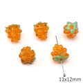 Perles de framboise orange en verre 11x12mm avec feuilles pour bijoux DIY - Raisin Orange