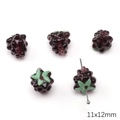 Perles de raisin en verre violet foncé avec feuilles vertes pour bijoux DIY 11x12mm - Raisin Violet Foncé