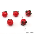 Perle en verre en forme de fraise 13x12mm pour la création de bijoux DIY - Orange Rouge