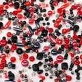 Surtido de cuentas de vidrio rojas, negras y plateadas para crear joyas y pulseras DIY - 10 g / Serie Roja y Negra