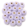 Light purple faux rabbit fur pompom beads with golden metal eyelet for DIY jewelry making - Faux Rabbit Fur Style / 5 Pieces / Light Purple