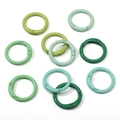 Set of 10 assorted green matte painted alloy spring rings for DIY jewelry and keychains - Diameter approx 23.5mm / Green System