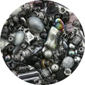 Set di perle in acrilico nere e argento a forma di cuore e stella per gioielli DIY - Stile 1 / 30g Per Confezione / Serie Nera