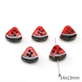 Perles de pastèque en verre 14x13mm pour création de bijoux DIY bracelets faits main - Tranche de Pastèque Rouge