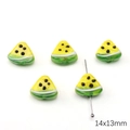Perles de pastèque en verre fait main 14x13mm avec pulpe jaune pour bijoux DIY créatifs - Tranche de Pastèque Jaune