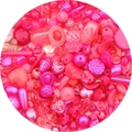 Kit di perle in acrilico rosa con ciondoli a forma di cuore, fiore e stella per fai-da-te - Stile 1 / 30g Per Confezione / Serie Rosso Rosa