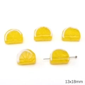 Perle en verre citron 13x18mm avec trou horizontal pour la création de bijoux DIY - Tranche de Citron Jaune