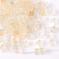 Golden 7mm gradient sugar-cube glass beads with vertical texture for DIY jewelry making - Approx 7mm (Hole Approx 1mm) 30 Pcs/Pack / Light Yellow