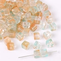 7mm blue and orange gradient glass cube beads for jewelry making and DIY crafts - Approx 7mm (Hole Approx 1mm) 30 Pcs/Pack / Orange Blue