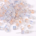 7mm square glass beads with blue and orange gradient frost finish for DIY jewelry - Approx 7mm (Hole Approx 1mm) 30 Pcs/Pack / Light Yellow Blue