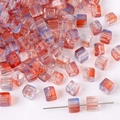 7mm cubic glass beads with red and blue gradient mix for DIY jewelry making and crafting - Approx 7mm (Hole Approx 1mm) 30 Pcs/Pack / Fuschia