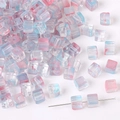 7mm sugar cube glass beads with pink and blue gradient for DIY handmade jewelry crafts - Approx 7mm (Hole Approx 1mm) 30 Pcs/Pack / Blue and Purple
