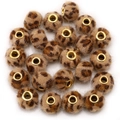 Faux mink fur leopard print beads with gold metal grommet hole for DIY jewelry making - Faux Mink Fur Style / 5 Pieces / Camel Leopard