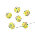 Handmade yellow lampwork glass beads with floral patterns for DIY jewelry making - 12mm (1 Piece) / Yellow