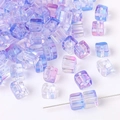 7mm blue and purple gradient crystal cube beads with AB iridescent finish for DIY jewelry - Approx 7mm (Hole Approx 1mm) 30 Pcs/Pack / Aqua