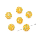 Handmade colored glaze beads with floral patterns in yellow and orange for DIY jewelry - 12mm (1 Piece) / Orange