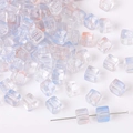 7mm iridescent cube glass beads with blue and purple gradient for DIY jewelry making - Approx 7mm (Hole Approx 1mm) 30 Pcs/Pack / Lavender Blue