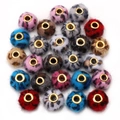 Perline di peluche leopardate con fori in metallo dorato in vari set colorati - Stile Pelliccia di Visone Sintetica / Confezione da 10 / Colori Misti Casuali
