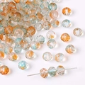 Faceted glass rondelle beads in gradient blue and amber for DIY jewelry making - Blue Coffee (8x7mm)