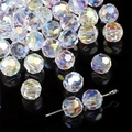 Faceted AB clear crystal glass heart beads with rainbow coating for DIY jewelry making - 32 Faceted Ball Style (8x7mm)