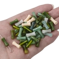 Perline in resina stile bambù verde e bianco per creazione di braccialetti DIY - Colori Misti Casuali (10 Pz/Confezione) / 13x5mm (Diametro del foro circa 1mm)