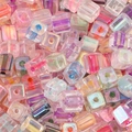 Iridescent AB coating cube glass beads for DIY jewelry and mobile chains - 5mm / Random Mixed Colors