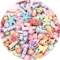 Mix of baroque macaron acrylic beads with starfish and butterfly shapes for DIY crafts - Random Mixed 30g/Pack / Washed Color Series