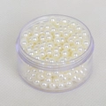 Glossy ivory ABS faux pearls with holes in a clear storage jar for DIY jewelry making - 6mm (Approx. 100 Pieces/11g) / Off White