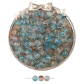 Perles en verre dépoli bleu et orange avec feuille d'or pour bijoux DIY - 50 Pièces/Paquet (8mm/Trou 1mm) / Dégradé Orange Bleu