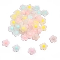 Colorful matte acrylic flower beads for DIY jewelry making in soft pastel shades - Plum Blossom Style / 20 Pieces/Pack (Aperture Approx. 3mm) / Frosted Mixed Colors