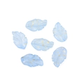 Set of 6 light blue translucent glass leaf pendants with gold foil for DIY jewelry making - Blue Gold Powder