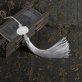 Nappa artigianale grigio argento con ciondolo floreale bianco per accessori fai-da-te - Nappina di loto / Grigio