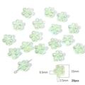 Irridescent acrylic 15mm flower beads for DIY jewelry making and bracelet crafting - Five-Petal Flower / 20 Pieces Pack / Green