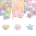 Frosted acrylic macaron heart flower and star shaped DIY earring beads set - Frosted Plum Blossom 17mm (BSD408) / 20 Pcs/Pack / Yellow