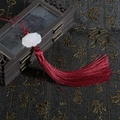 Vintage Chinese style red silk tassel pendant with white lotus jade and beads decoration - Lotus Tassel / Burgundy