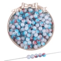 Perles en verre de 8mm avec dégradé bleu et rouge pour création de bijoux - 50 Pièces/Paquet (8mm/Trou env. 1.5mm) / Bicolore Rouge Bleu Blanc (#51)