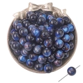Deep blue resin star-patterned beads with cat-eye effect for DIY jewelry making - Round Beads / 10 Pieces (Approx. 12mm, Hole 2mm) / Navy Blue Marble Pattern