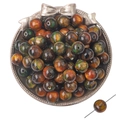 Brown and green starry nebula resin beads with wood grain texture for DIY jewelry - Round Beads / 10 Pieces (Approx. 12mm, Hole 2mm) / Coffee Marble Pattern