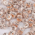 Bulk rose gold rondelle spacer beads with crystal rhinestones for DIY jewelry - Rose Gold (White Rhinestone) / 4mm (50 Pcs/Pack)