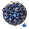 Deep blue marble resin beads with swirl effect for DIY jewelry making in a metal tray - Barrel Shaped Bead / 5 Pieces (Approx. 12x14mm, Hole 2mm) / Navy Blue Marble Pattern