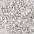 Silver plated wavy rondelle spacer beads with white crystals for DIY jewelry making - Silver (White Rhinestone) / 4mm (50 Pcs/Pack)