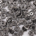 Flat round gunmetal spacer beads with white crystals for DIY jewelry making - Gun Black (White Rhinestone) / 4mm (50 Pcs/Pack)