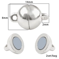 Fermoirs magnétiques sphériques 2 sets de 8mm argentés pour création de colliers DIY - Argent 14x8mm (2 Sets/Sac)