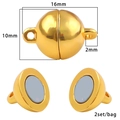 Polished golden spherical magnetic jewelry clasp with 10mm diameter for DIY necklaces - 16x10mm (2 Sets/Pack) / Gold