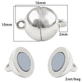 Fermoir magnétique argenté poli de 16mm de diamètre pour la création de bijoux - Argent 16x10mm (2 Sets/Sac)