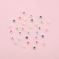 Handmade Millefiori flower and star beads in white resin with colorful centers - White (BBC104) / 1 Strand/Pack (Diameter 4-5mm, Approx 37-45 Beads)
