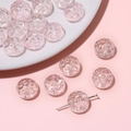 Hellrosa transparente Glasperlen mit Goldfolie und Textur für DIY-Schmuckherstellung - 13mm (ca. 1mm Loch) 10 Stück/Packung / Mädchenrosa
