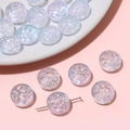Flache runde schillernde lila Glasperlen mit Wellenstruktur für DIY Schmuckherstellung - 13mm (ca. 1mm Loch) 10 Stück/Packung / Himmelblau